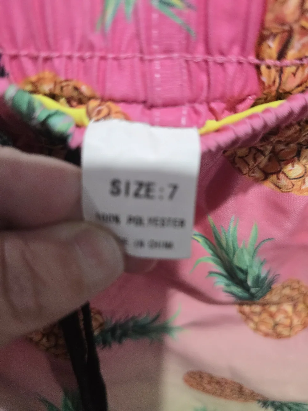 Kids Size 7 Pineapple Print Pink Gradient Elastic Waist Shorts